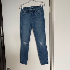 Paige Light Blue Distressed Skinny Jeans
